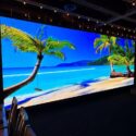 Jumbo video wall projecting a tropical beach at Nick's in OCMD